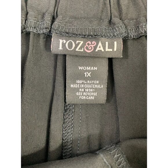 Roz & Ali Women's Loose Black Pants - Picture 5 of 8